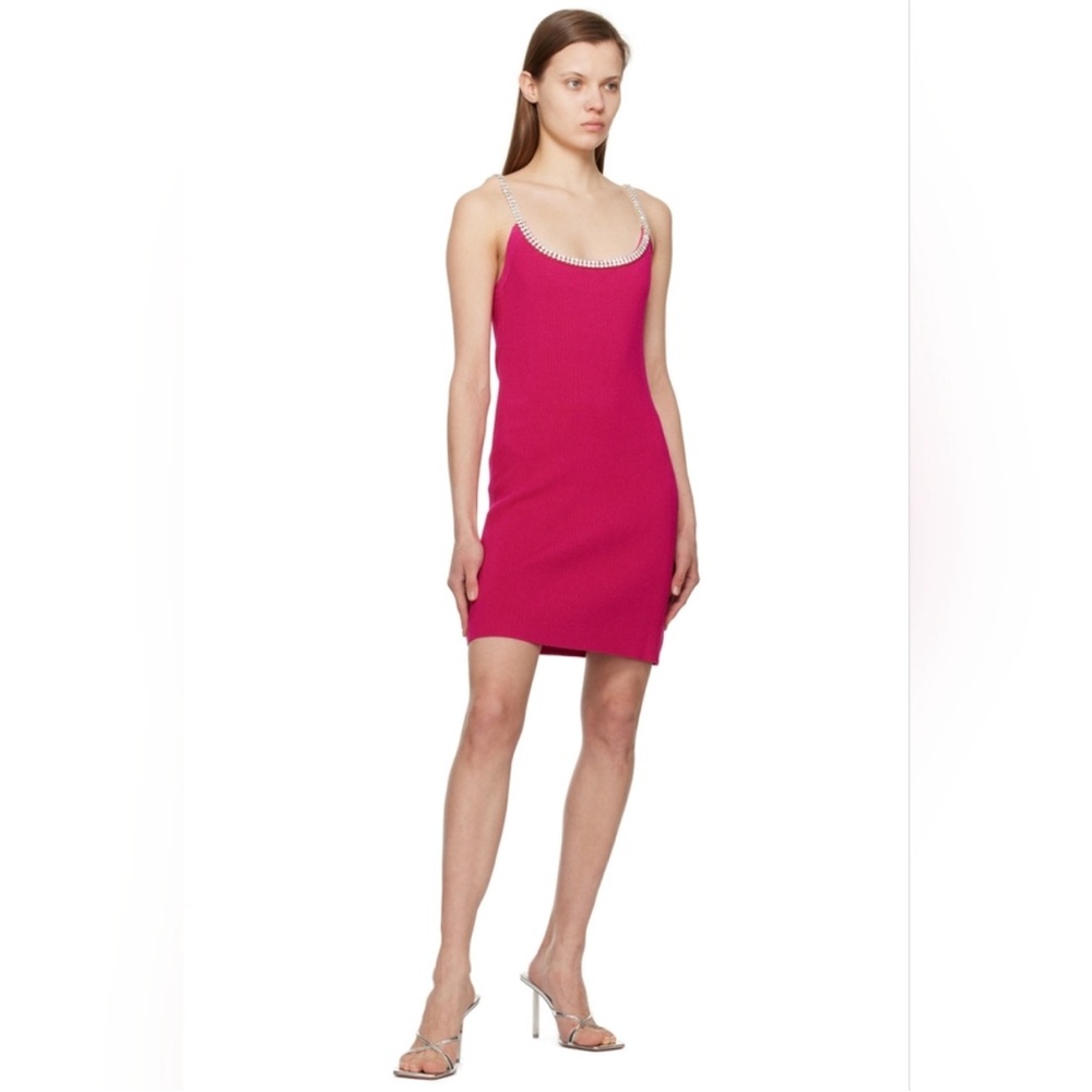 Paco Rabanne Crystal Embellished
Ribbed Knit Mini Dress in Pink
Raspberry, S